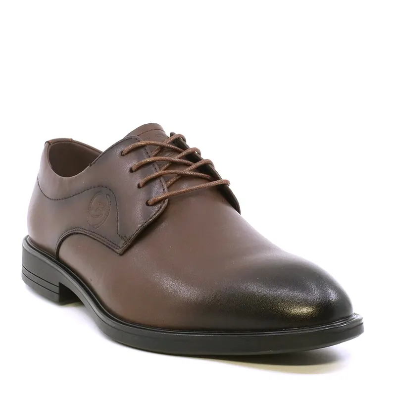 Pantofi derby bărbați maro din piele 3851BP081M — imaginea 2