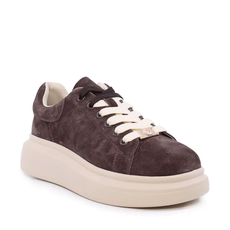 Sneakers femei maro din piele întoarsă 3742dp312vm — imaginea 2