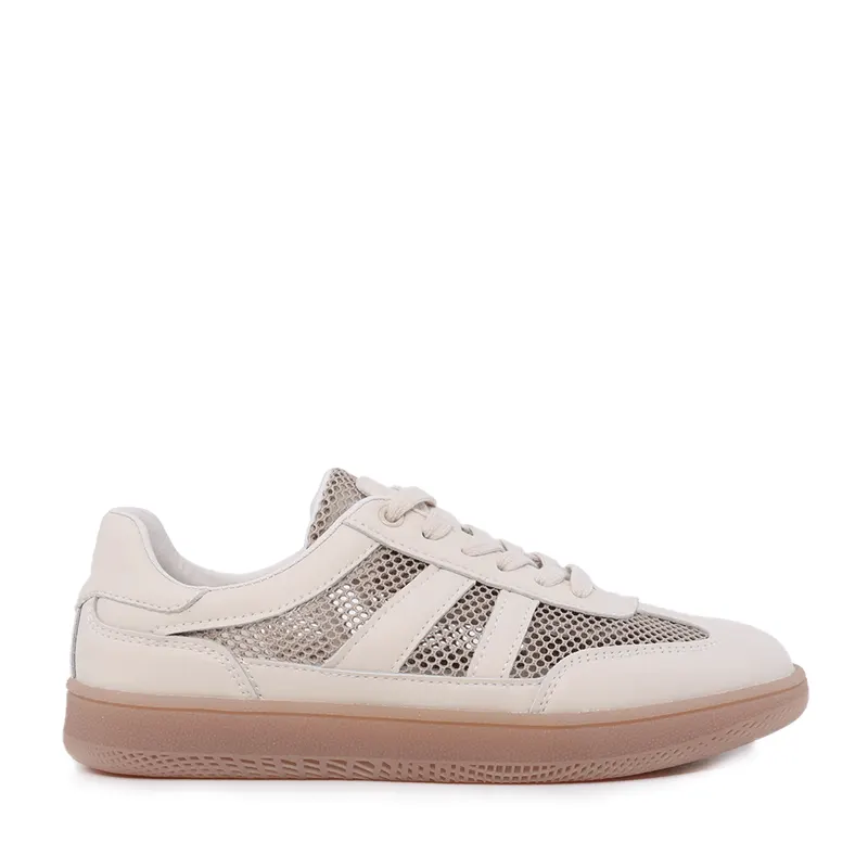 Sneakers ușori femei bej din piele și textil 1991DPF0390BE