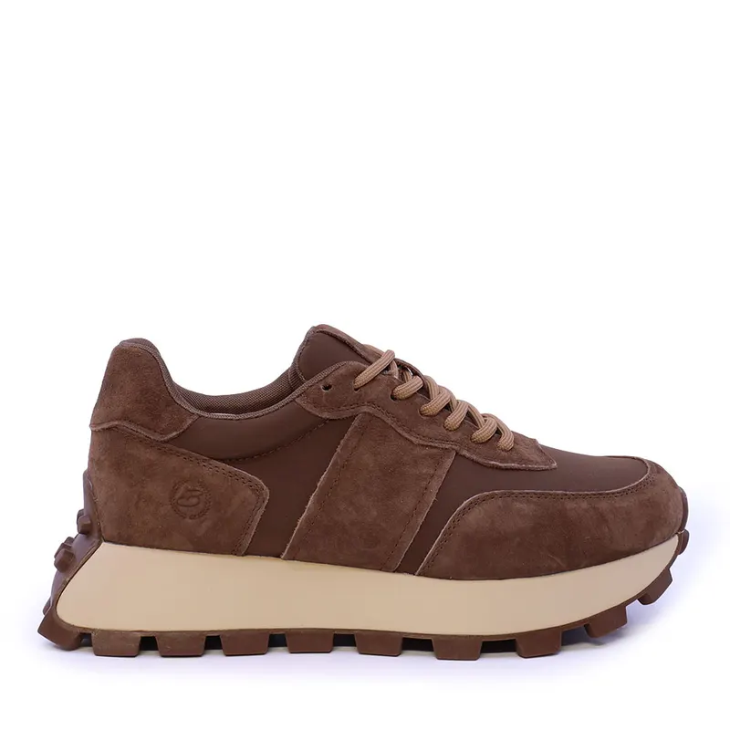 Sneakers femei maro din piele și textil 1992DP5120VM