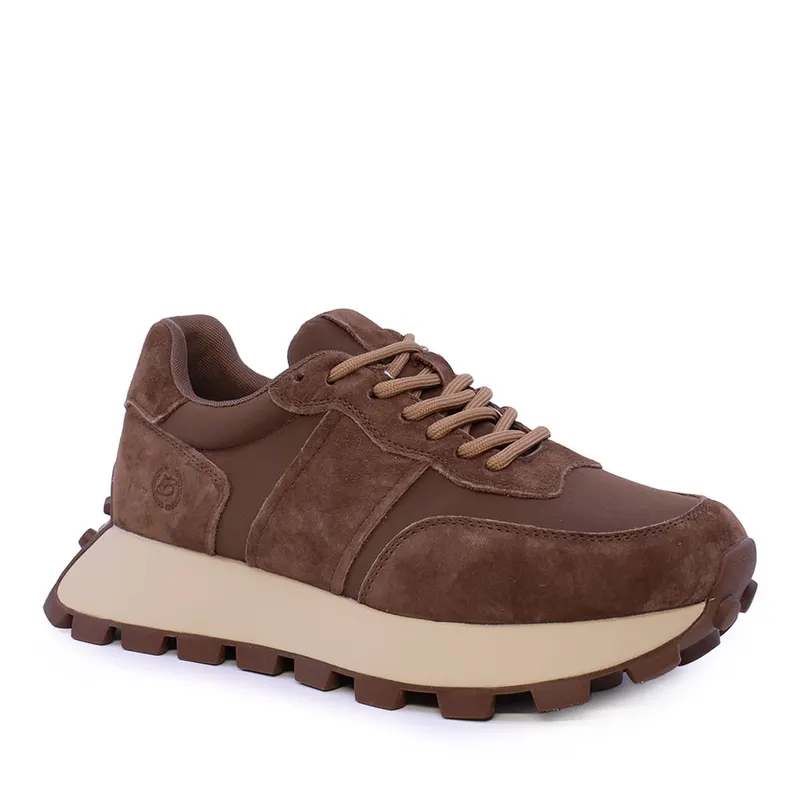 Sneakers femei maro din piele și textil 1992DP5120VM — imaginea 2