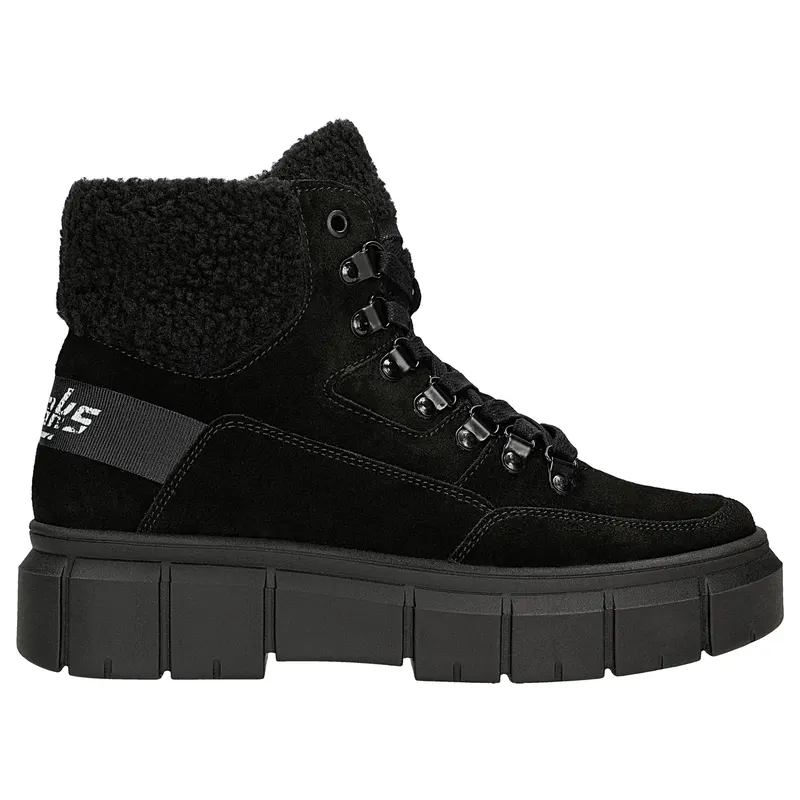 Botine negre damă RELAKS din piele split întoarsă