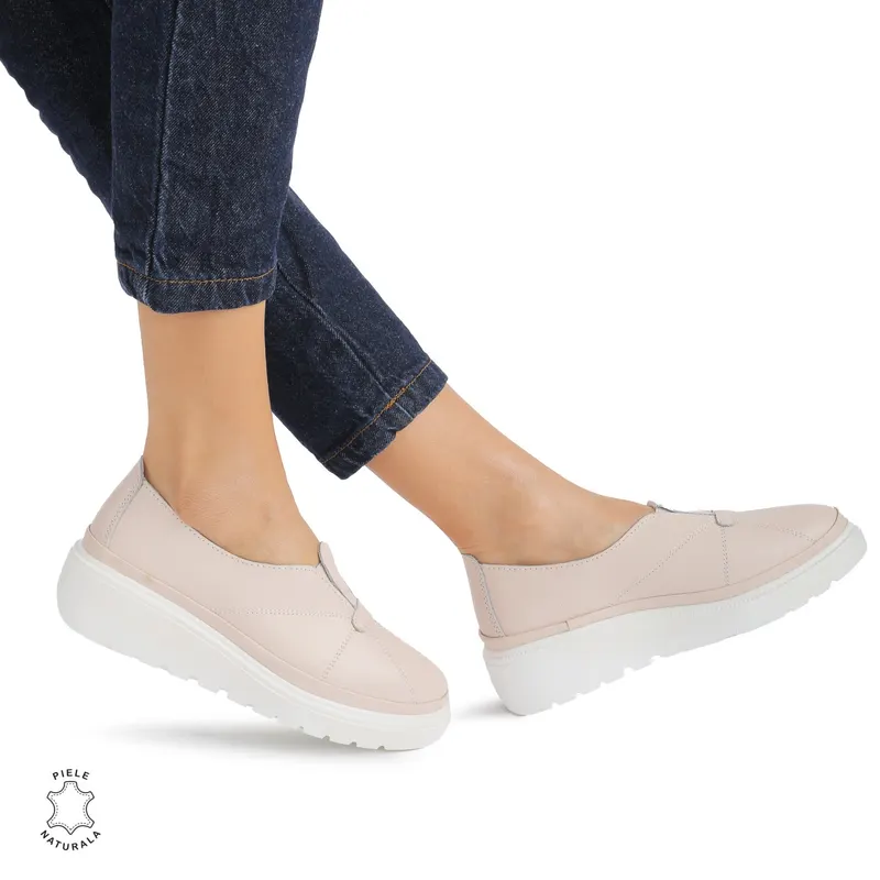 Pantofi Casual de dama din Piele Naturala CRL0918 ROZ