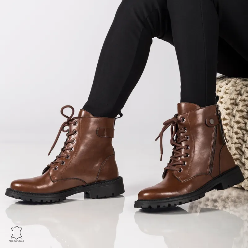 Ghete dama din Piele Naturala CRL0616 Maro