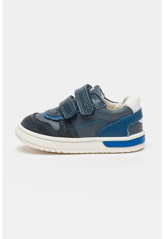 Pantofi sport din piele cu velcro - Bleumarin