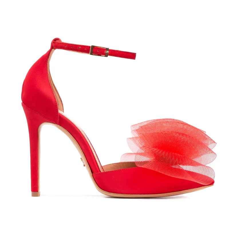 Pantofi Alice Funde Tulle, Satin, Rosii
