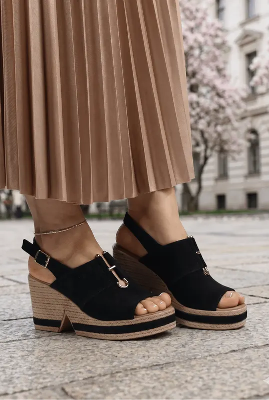 Sandale din Piele Negre cu Talpa Ortopedica - ZIFRE BLACK