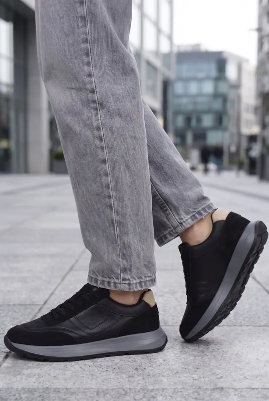 Pantofi SPORT-Casual din Piele Negri - MAG BLACK