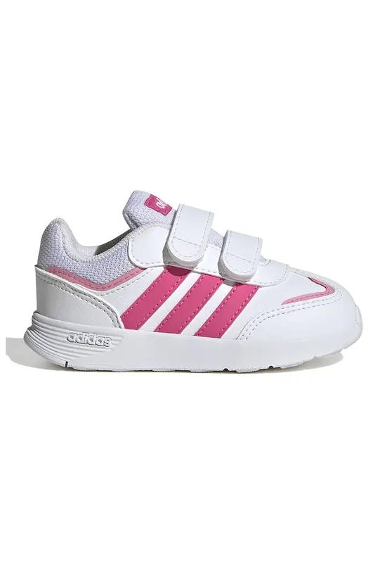 Pantofi sport de piele ecologica cu velcro Tensaur - Alb murdar/Roz