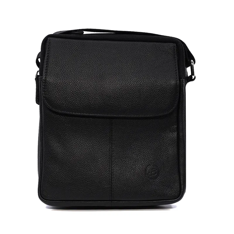 Geantă crossbody bărbați neagră din piele 263BGEA6402N