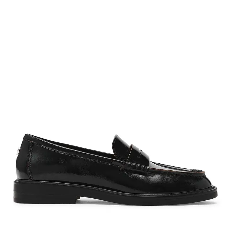 Pantofi tip loafer femei Steve Madden Adison negri din piele lăcuită 1460DPADISONN