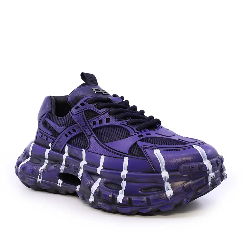Sneakers chunky bărbați Enzo Bertini mov din piele și textil 3661BP845MO — imaginea 2