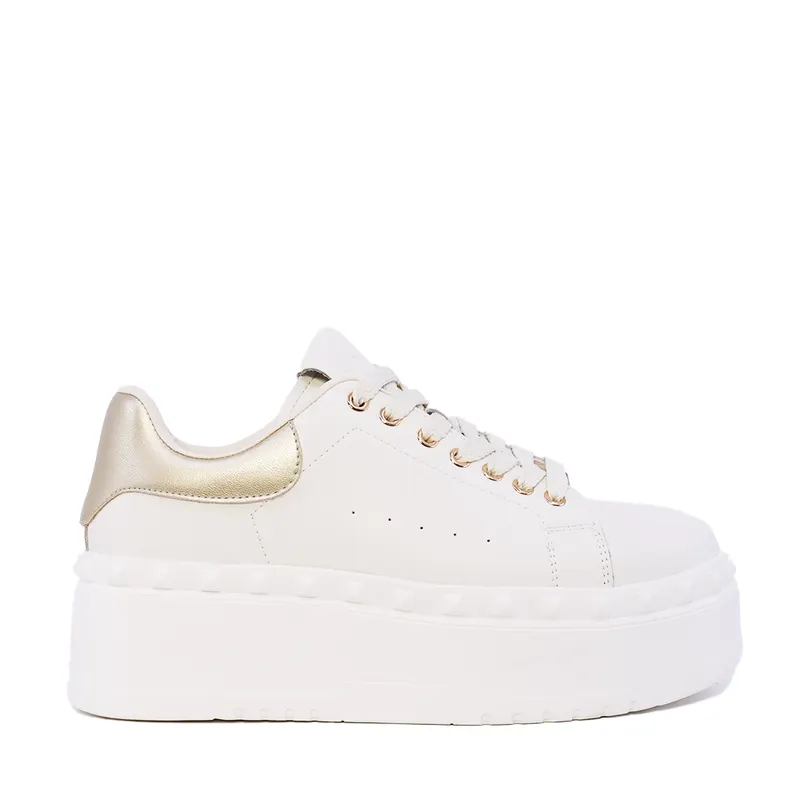 Sneakers ușori femei Luca di Gioia albi din piele cu elemente decorative 3841DP038A