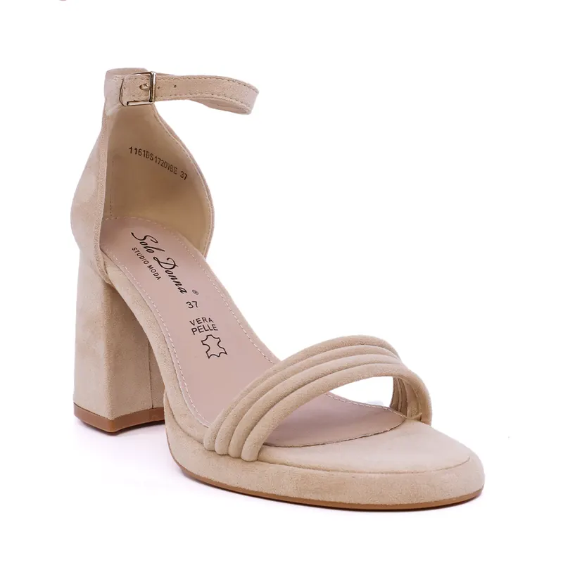 Sandale cu toc conic femei Solo Donna bej 1161DS1720VBE — imaginea 2