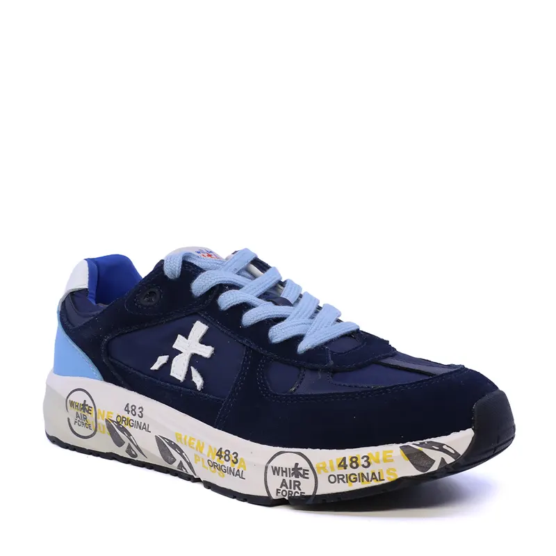 Sneakers băieți Premiata Robin bleumarin din piele și textil 1711MP9517BL — imaginea 2