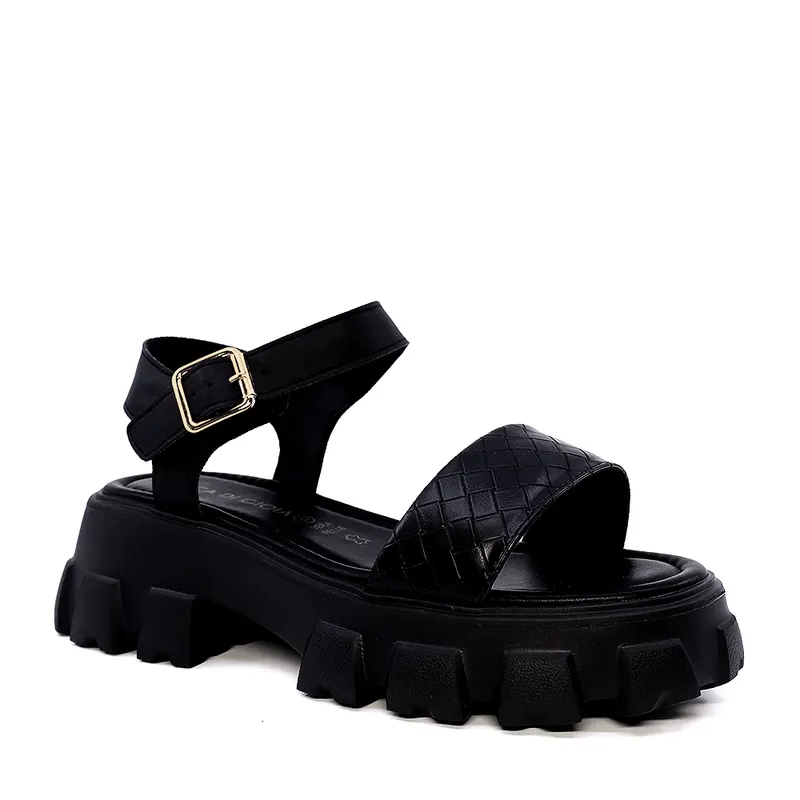 Sandale chunky femei Luca di Gioia negre din piele naturală 3847DS186N — imaginea 2