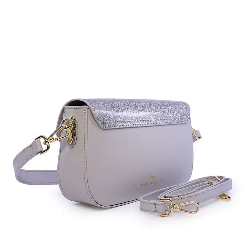 Poșetă satchel femei Enzo Bertini argintie din piele 154POSP3739GAG — imaginea 2