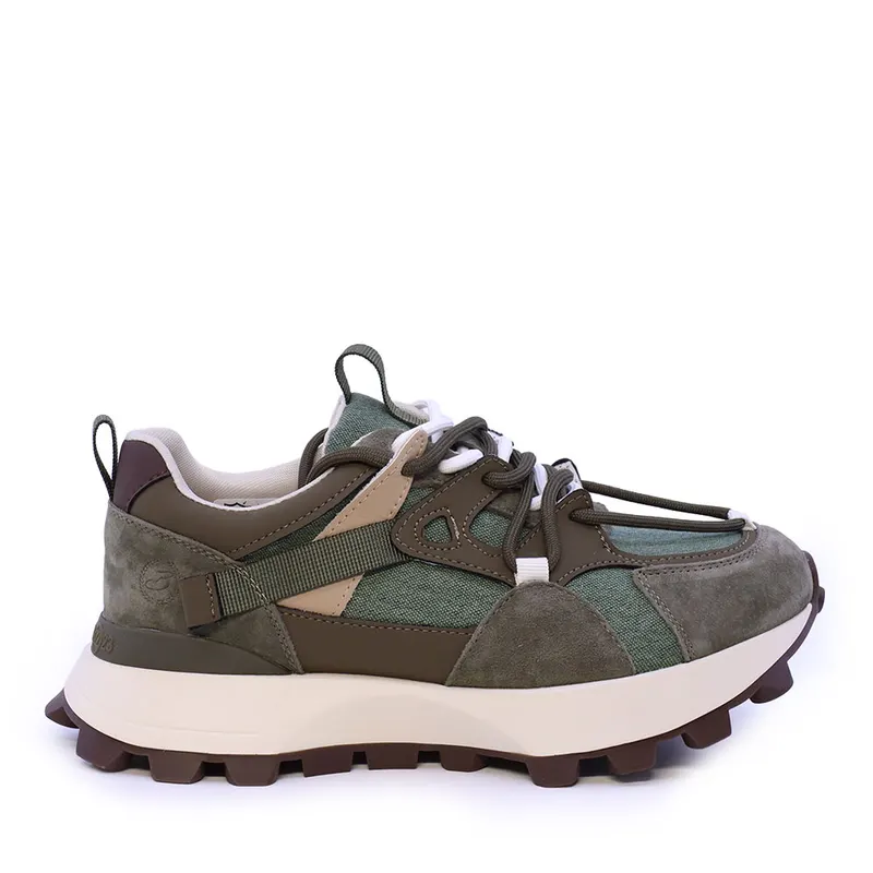 Sneakers femei verzi din piele și textil 1992DP0490VV