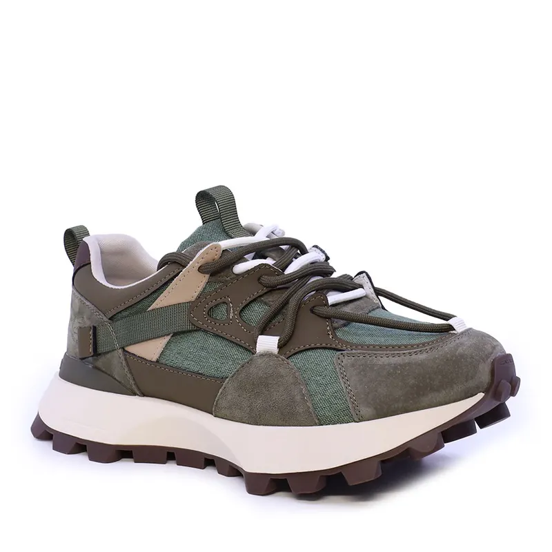 Sneakers femei verzi din piele și textil 1992DP0490VV — imaginea 2