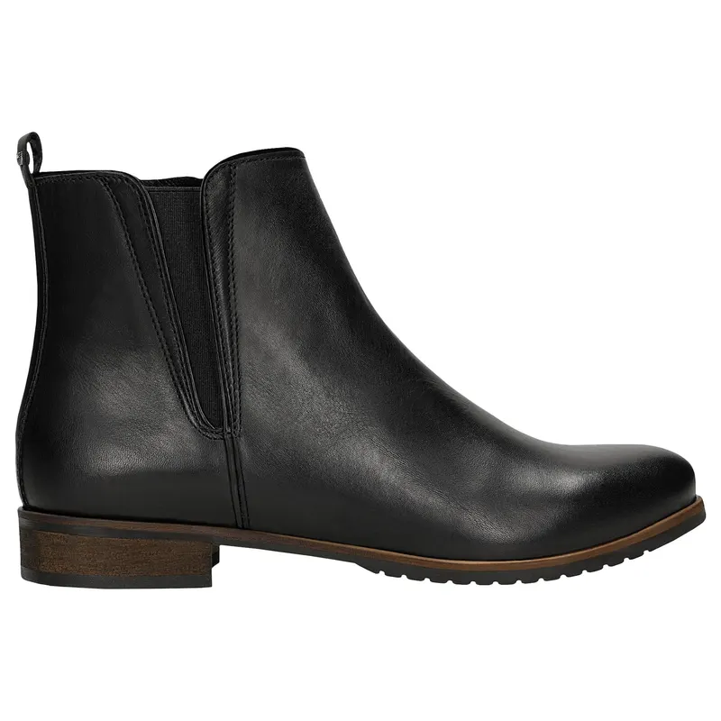 Botine negre din piele cu cauciuc elastic