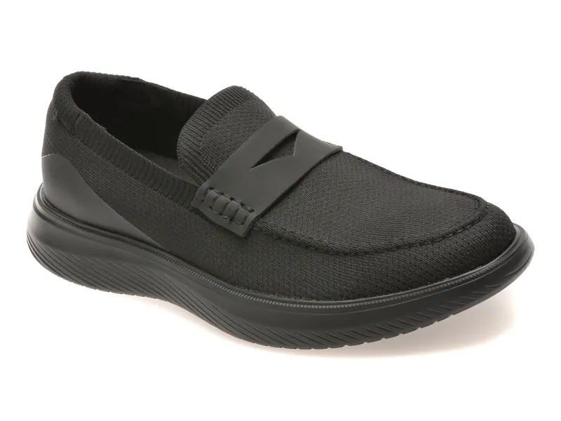 Mocasini negri, TURLEY 001, din material textil
