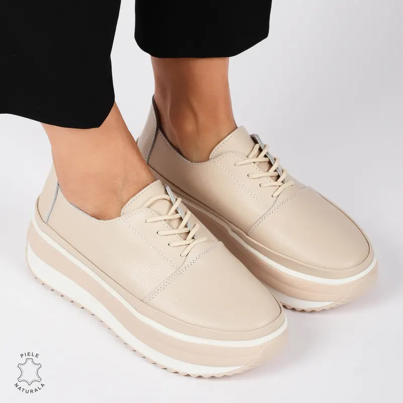 PANTOFI CASUAL Dama Piele Naturala CU SIRET CRL1439 ROZ