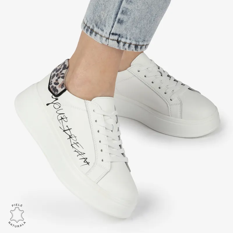Pantofi DAMA CASUAL din piele naturală CU DETALIU SCRIS CRL1379