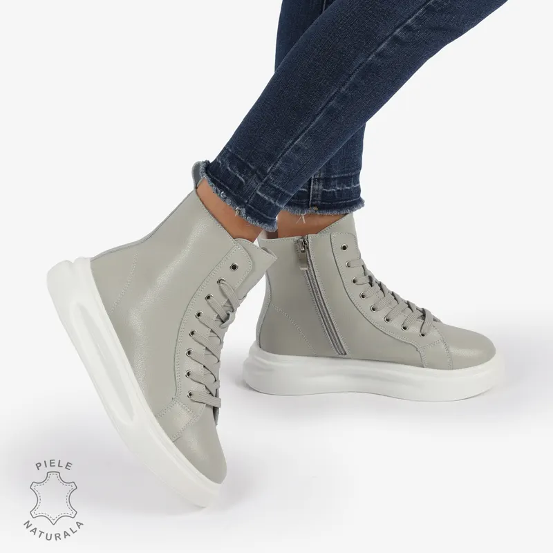 Ghete dama din Piele Naturala CRL0652 Gri