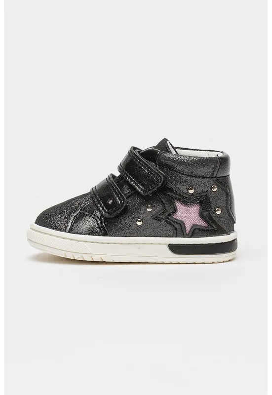 Pantofi sport cu design star si velcro - Negru