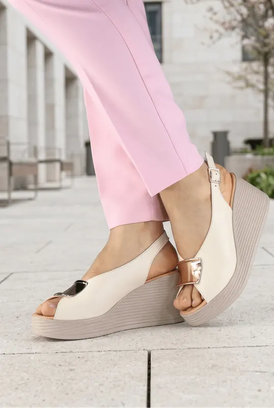 Sandale din Piele Bej cu Talpa Ortopedica - ZIFRY BEIGE