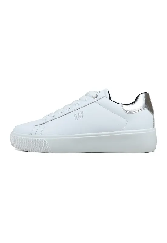 Pantofi sport de piele ecologica cu logo - Alb