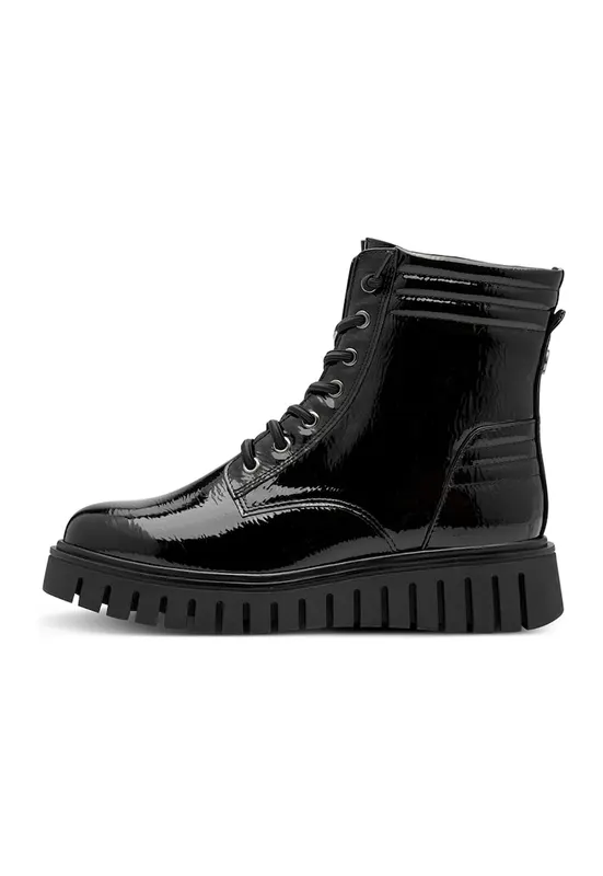 Ghete de piele lacuita cu fermoar - Negru