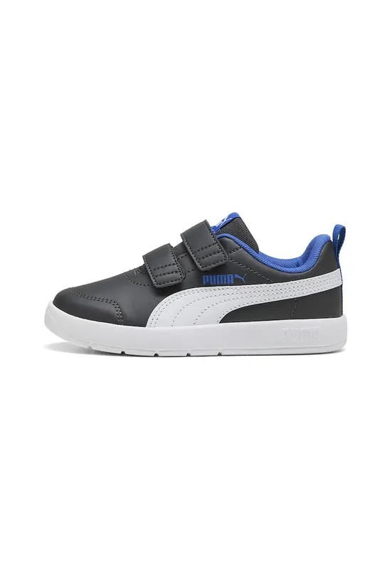 Pantofi sport Courtflex V3 cu velcro - Alb/Negru/Albastru royal