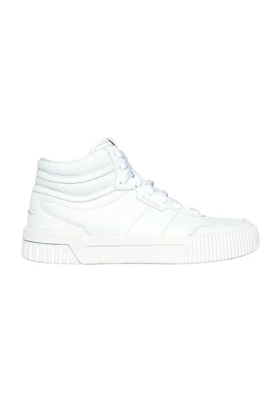 Pantofi sport high-top de piele ecologica - Alb