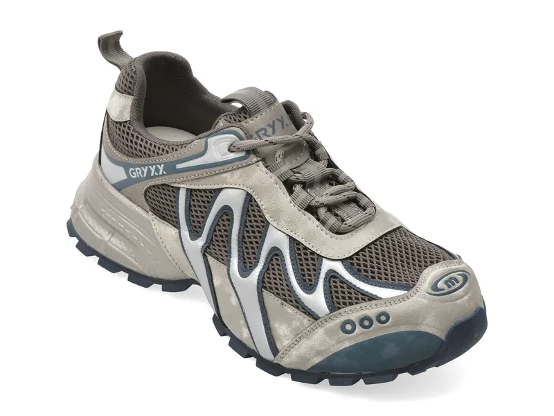 Pantofi sport gri, 9062, din piele naturala