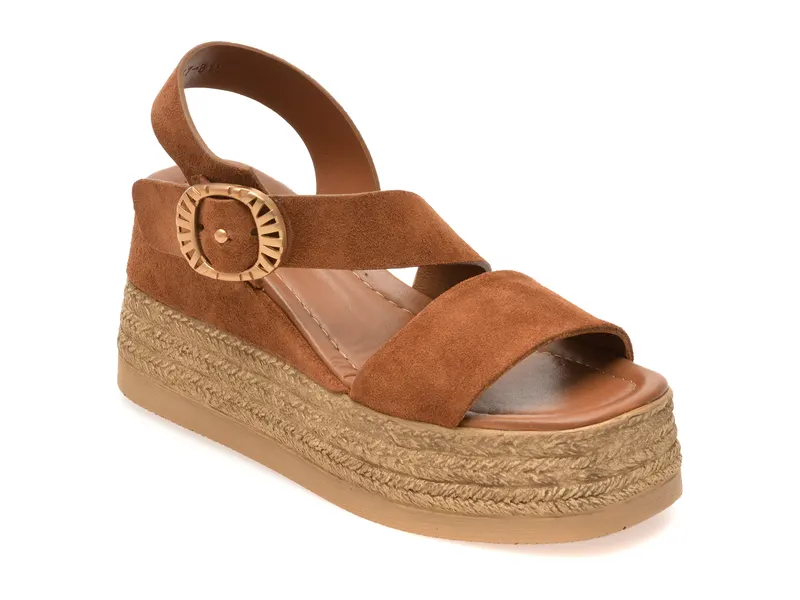 Sandale maro, 1766347, din piele intoarsa