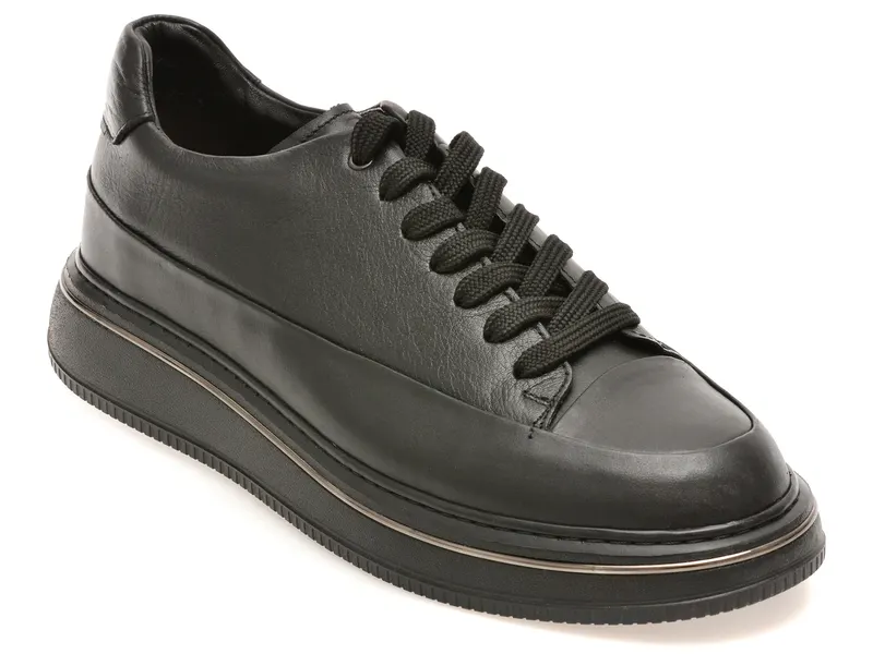 Pantofi sport negri, TRLT12, din piele naturala
