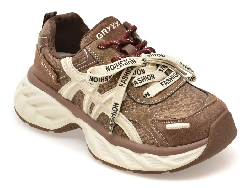 Pantofi sport maro, 65336, din piele ecologica