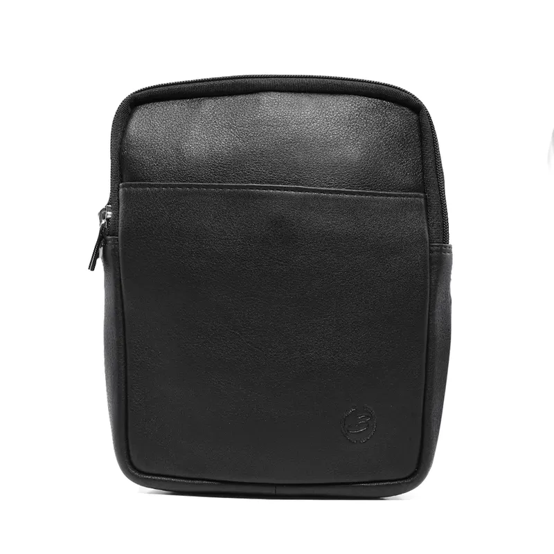 Geantă crossbody bărbați neagră din piele 263BGEA6363N