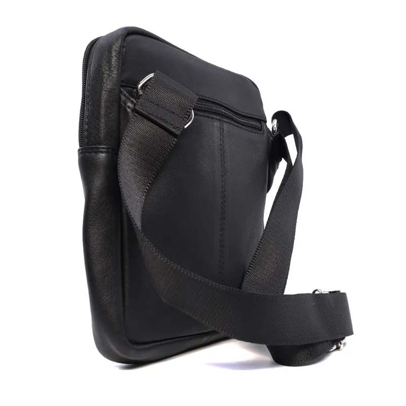 Geantă crossbody bărbați neagră din piele 263BGEA6363N — imaginea 2