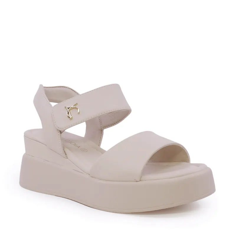 Sandale cu platformă femei Luca di Gioia bej din piele 1299DS1441BE — imaginea 2