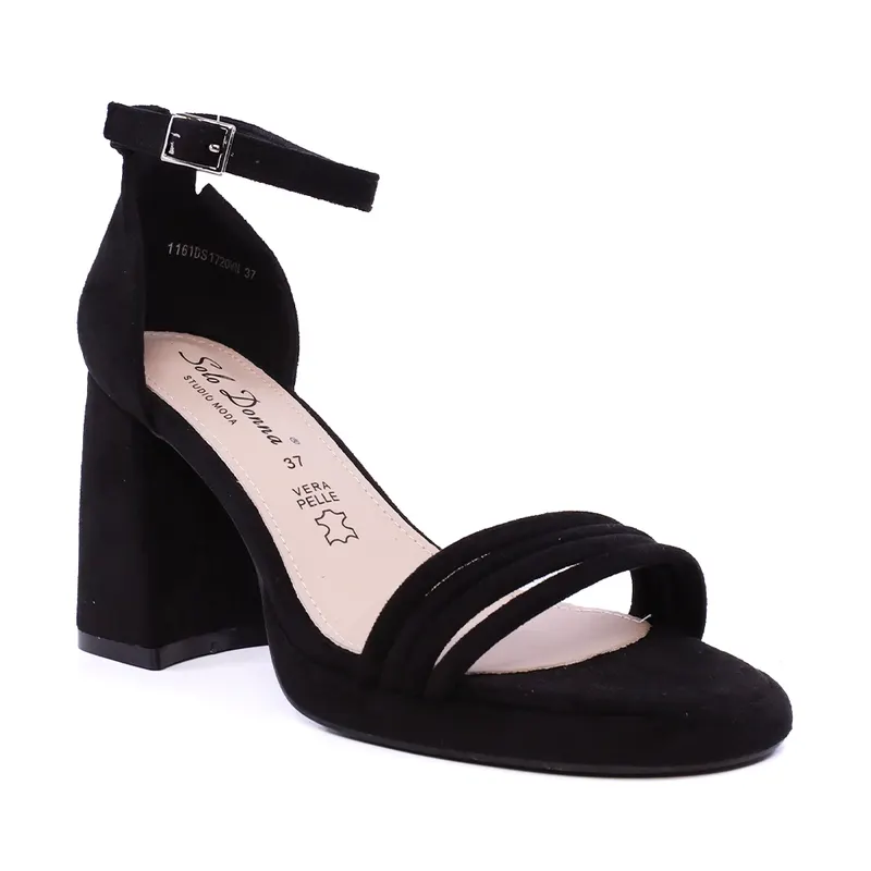 Sandale cu toc conic femei Solo Donna negre 1161DS1720VN — imaginea 2