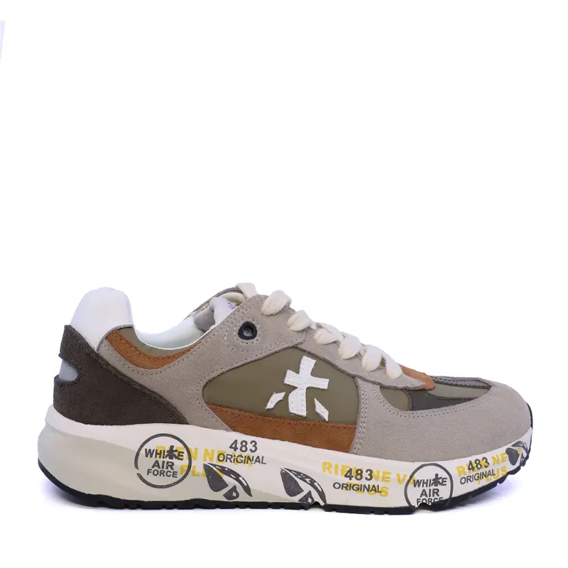 Sneakers băieți Premiata Robin taupe din piele și textil 1711MP9516TA