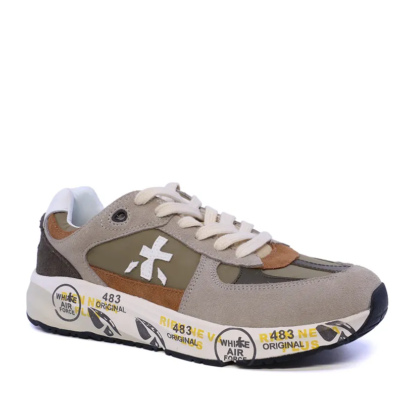 Sneakers băieți Premiata Robin taupe din piele și textil 1711MP9516TA — imaginea 2