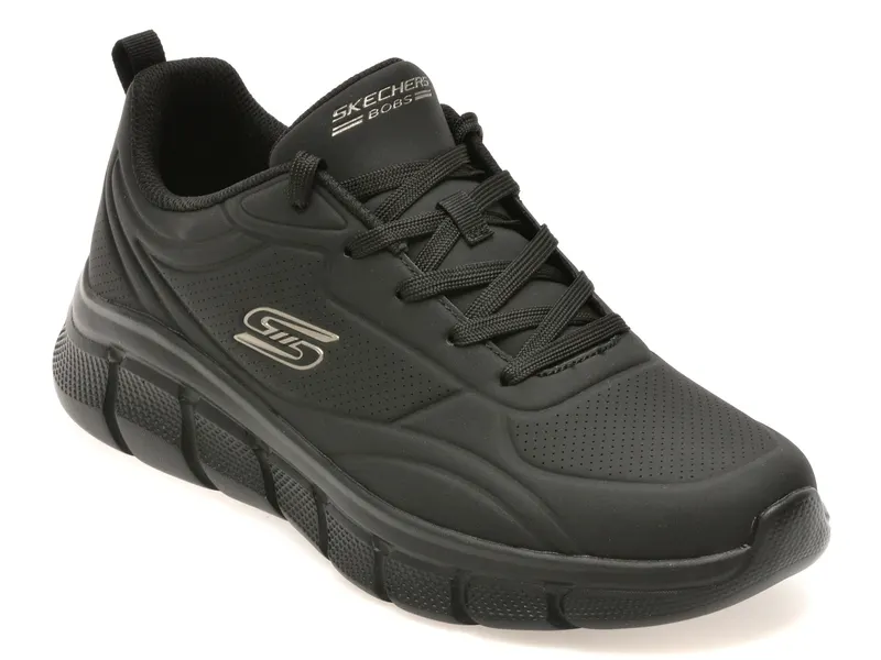 Pantofi sport SKECHERS negri, BOBS B FLEX, din piele ecologica