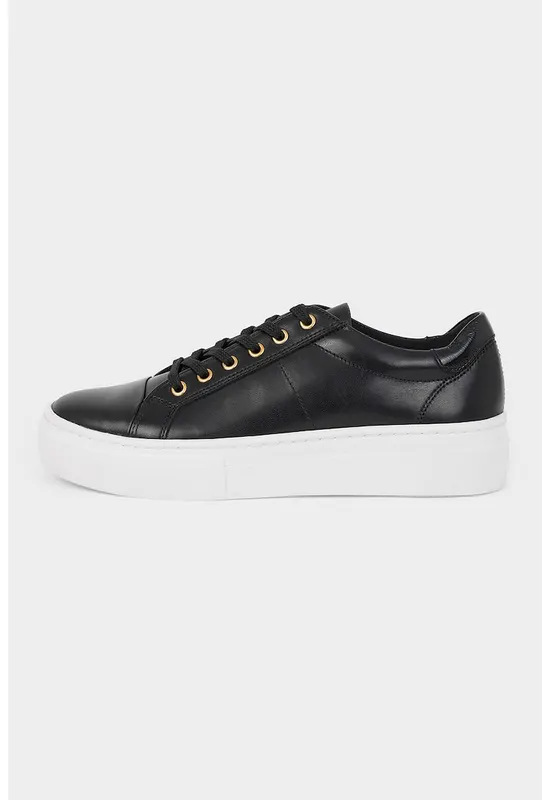 Pantofi sport din piele cu model uni Zoe - Negru