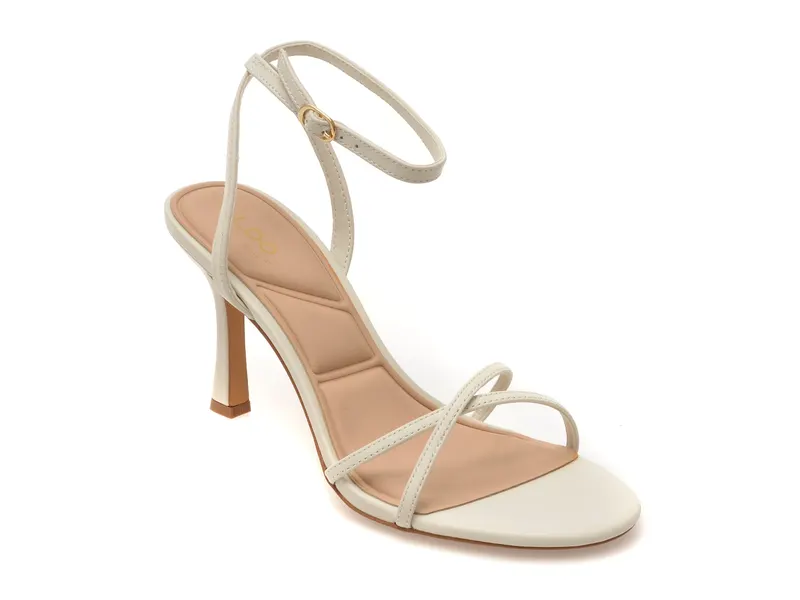 Sandale elegante albe, MARBELA 121, din piele naturala
