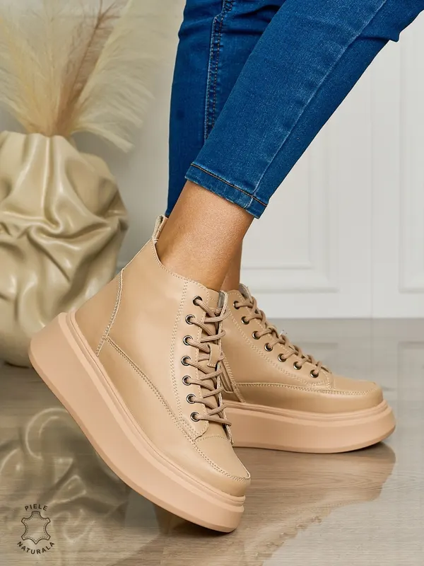 Ghete Dama Piele Naturala CU SIRET CRL0678 CAMEL