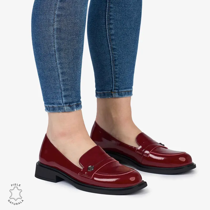 MOCASINI dama din Piele Naturala cu model CRL0994 Bordo