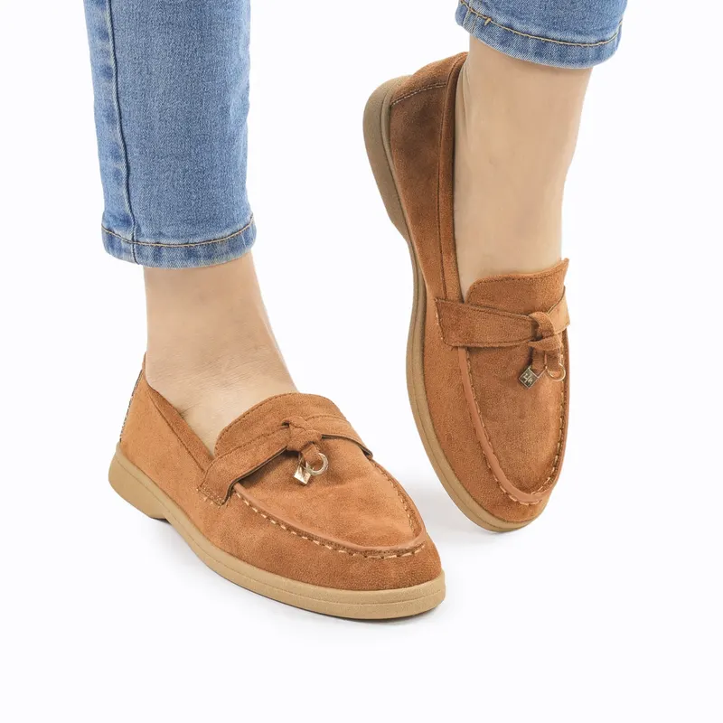 Mocasini DAMA din PIELE ECOLOGICA INTOARSA CRL0957 CULOARE: CAMEL